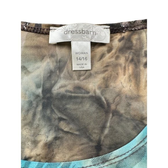 Dress Barn Women's Tops Blue‎ Brown Floral Print SIZE 14/16 |F1 - Picture 4 of 5